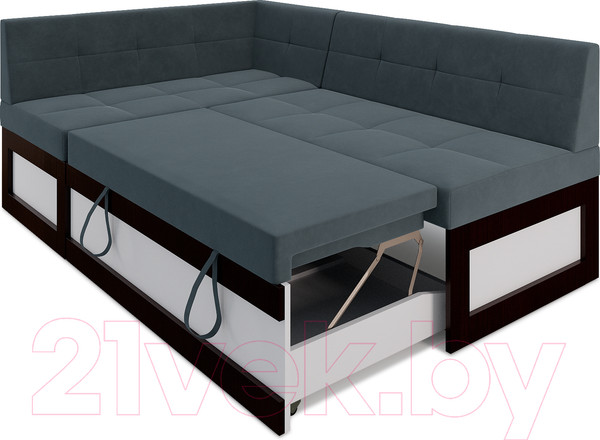 Изображение товара Уголок кухонный мягкий Mebel-Ars Нотис левый 207x82x132 (велюр серо-синий HB-178 26)