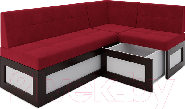 Изображение товара Уголок кухонный мягкий Mebel-Ars Нотис правый 187x82x112 (кордрой красный)