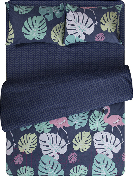 Изображение товара Комплект постельного белья Amore Mio Сатин Exotic Евро / 53400 (синий/зеленый/розовый)