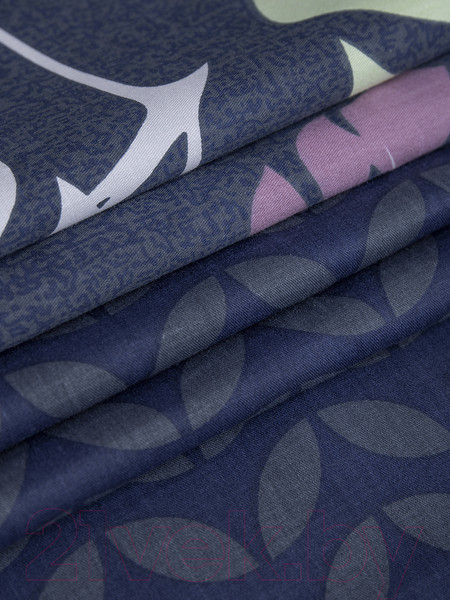 Изображение товара Комплект постельного белья Amore Mio Сатин Exotic Евро / 53400 (синий/зеленый/розовый)