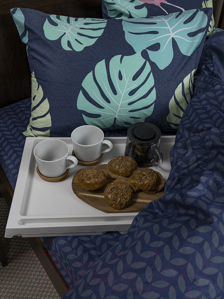 Изображение товара Комплект постельного белья Amore Mio Сатин Exotic Евро / 53400 (синий/зеленый/розовый)