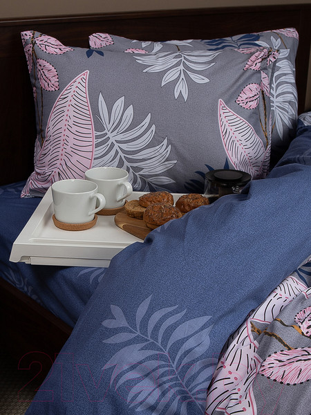 Изображение товара Комплект постельного белья Amore Mio Сатин Forest 2.0 / 53401 (серый/синий/розовый)