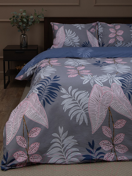 Изображение товара Комплект постельного белья Amore Mio Сатин Forest 2.0 / 53401 (серый/синий/розовый)