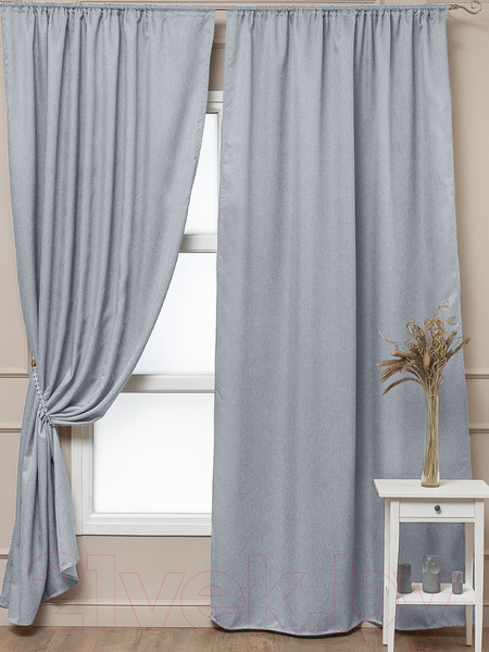 Изображение товара Комплект штор Amore Mio Блэкаут лен однотонный 104-03 150x270 / 57338 (серый)