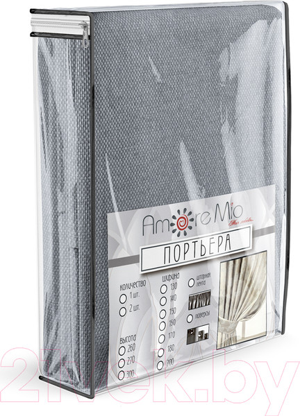 Изображение товара Комплект штор Amore Mio Блэкаут лен однотонный 104-03 150x270 / 57338 (серый)