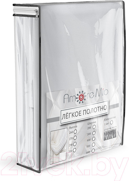 Изображение товара Гардина Amore Mio Однотонный креп Crep-8704-01 300x280 / 73651 (белый)