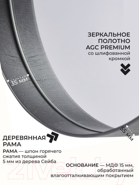 Изображение товара Зеркало Emze Loft D80 / LOFT.80.80.CHE (черный)