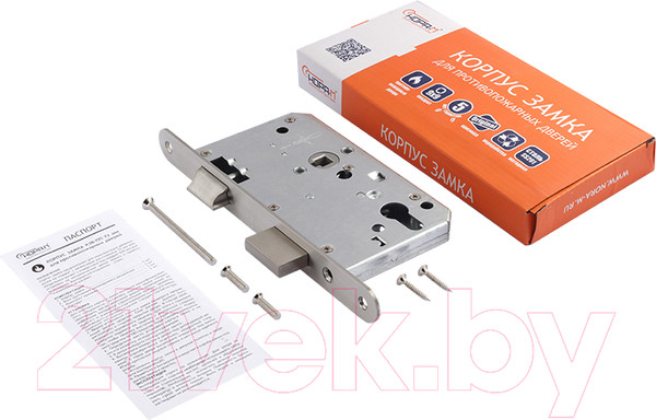 Изображение товара Корпус врезного замка Нора-М КЗВ5-ПП-72 Противопожарный (нержавеющая сталь)