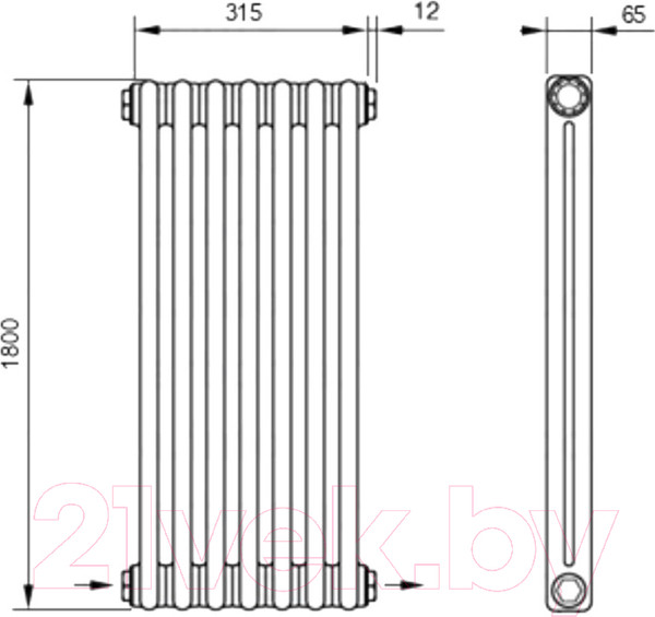 Изображение товара Радиатор стальной Arbonia RRN 2180/7 24 (RAL 7016, подключение слева-направо)