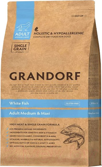 Изображение товара Сухой корм для собак Grandorf Medium&Maxi Breeds White Fish (3кг)