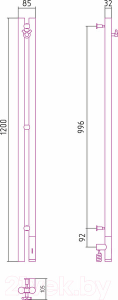 Изображение товара Полотенцесушитель электрический Сунержа Нюанс 3.0 120 / 032-5843-1253