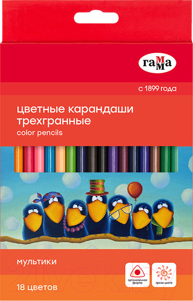 Изображение товара Набор цветных карандашей ГАММА Мультики / 290122_18 (18цв)