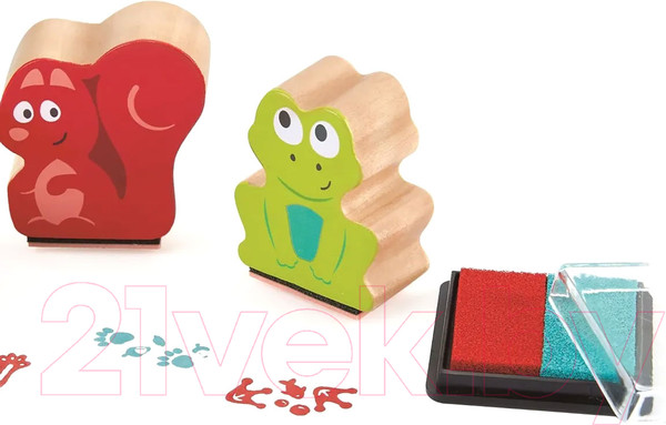 Изображение товара Набор для творчества Hape Набор штампов со следами зверей. Зверики / E1060_HP