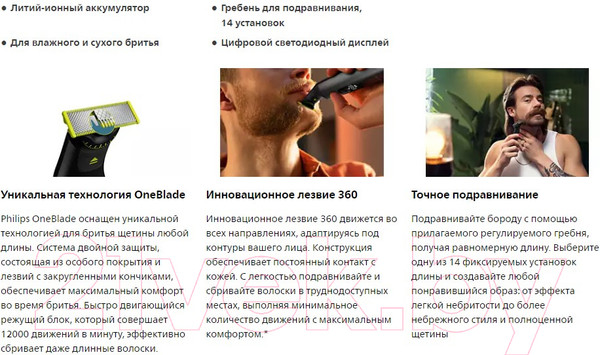 Изображение товара Триммер Philips OneBlade QP6651/61