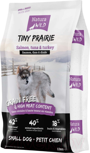 Изображение товара Сухой корм для собак Natura Wild Dog Tiny Prairie с лососем, тунцом и индейкой / 585437 (12кг)