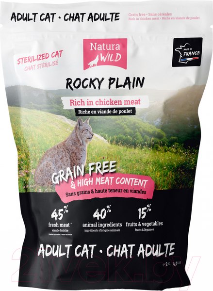 Изображение товара Сухой корм для кошек Natura Wild Cat Rocky Plain Adult Sterilized с курицей / 585147 (2кг)