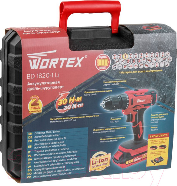 Изображение товара Аккумуляторная дрель-шуруповерт Wortex BD 1820-1 Li / 0329209