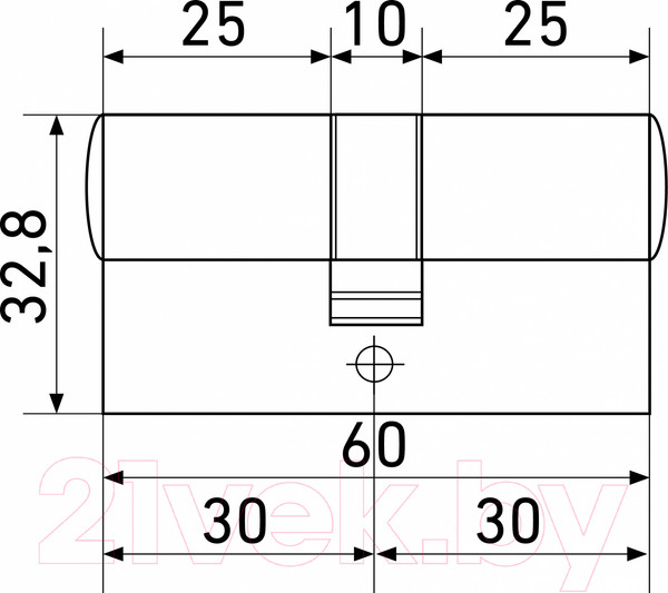 Изображение товара Цилиндровый механизм замка Стандарт Max 60 (30x30) SN перф. ключ/ключ (5 ключей)