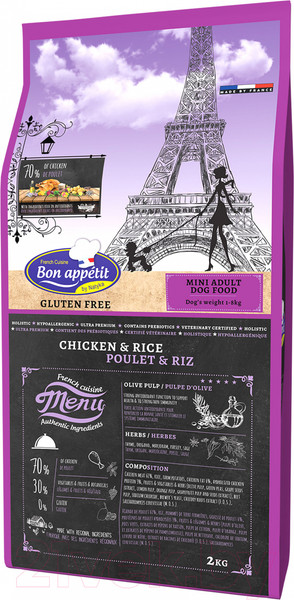 Изображение товара Сухой корм для собак Bon Appetit Dog Adult Mini Chicken & Rice / 681991 (2кг)