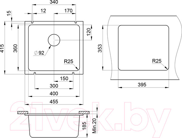 Изображение товара Мойка кухонная GRANULA GR-3601 (алюминиум)