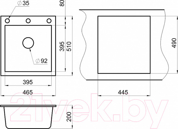 Изображение товара Мойка кухонная GRANULA GR-4651 (графит)