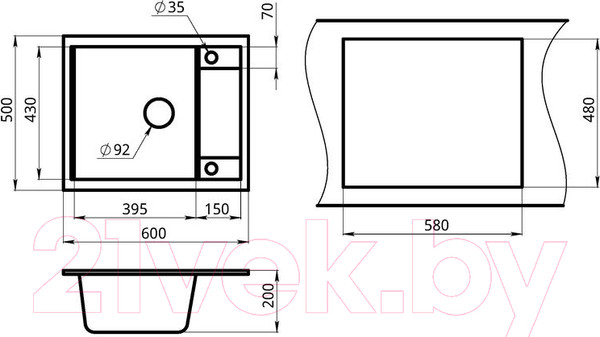 Изображение товара Мойка кухонная GRANULA GR-6002 (песочный)