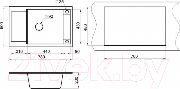 Изображение товара Мойка кухонная GRANULA GR-7806 (арктик)