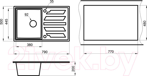 Изображение товара Мойка кухонная GRANULA GR-8002 (алюминиум)