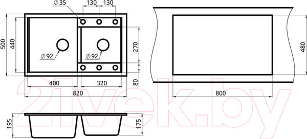 Изображение товара Мойка кухонная GRANULA GR-8201 (шварц)