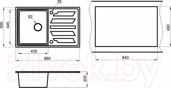 Изображение товара Мойка кухонная GRANULA GR-8601 (песочный)