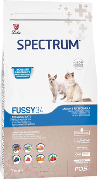 Изображение товара Сухой корм для кошек Spectrum Fussy34 с нерегулярным аппетитом (2кг)