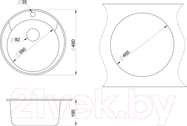 Изображение товара Мойка кухонная GRANULA ST-4802 (белый)