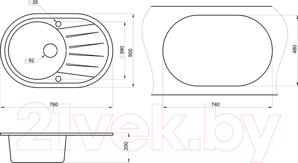 Изображение товара Мойка кухонная GRANULA ST-7601 (черный)