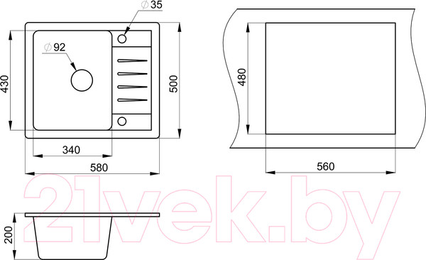 Изображение товара Мойка кухонная GRANULA ST-5803 (графит)