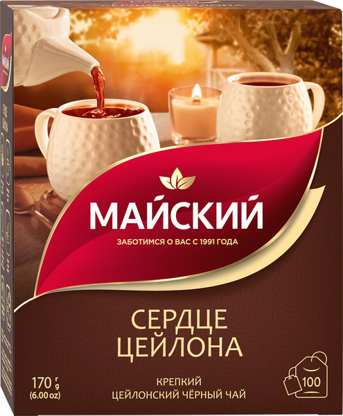 Изображение товара Чай пакетированный Майский чай Сердце Цейлона (100пак)