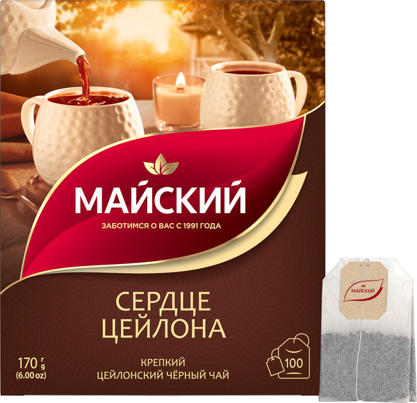 Изображение товара Чай пакетированный Майский чай Сердце Цейлона (100пак)