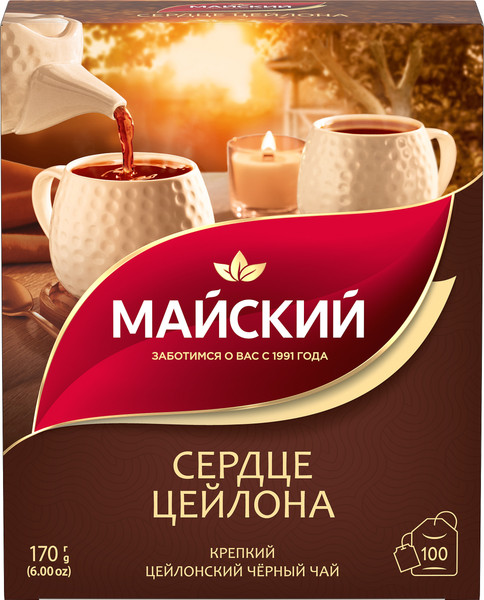 Изображение товара Чай пакетированный Майский чай Сердце Цейлона (100пак)