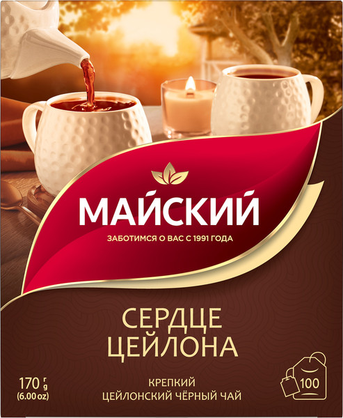 Изображение товара Чай пакетированный Майский чай Сердце Цейлона (100пак)