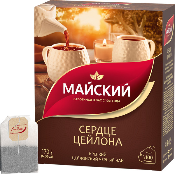Изображение товара Чай пакетированный Майский чай Сердце Цейлона (100пак)