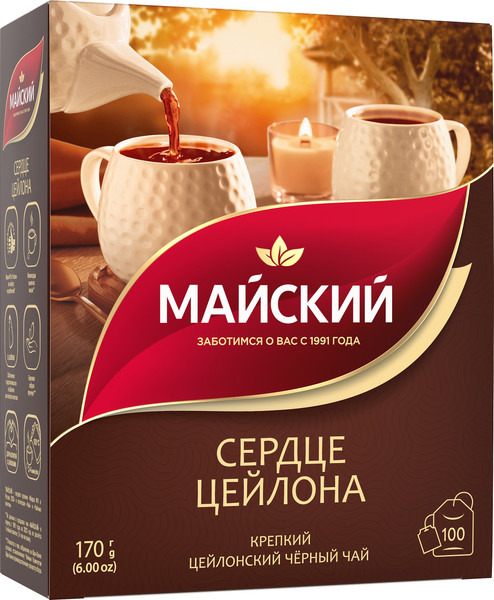 Изображение товара Чай пакетированный Майский чай Сердце Цейлона (100пак)