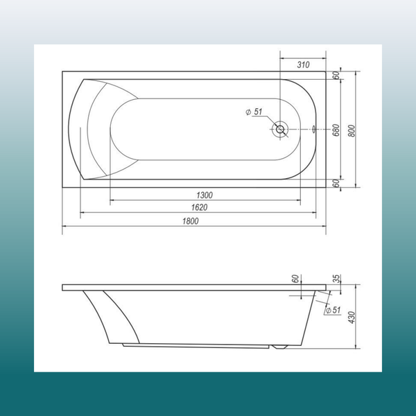 Изображение товара Ванна акриловая Ventospa Diona 180x80