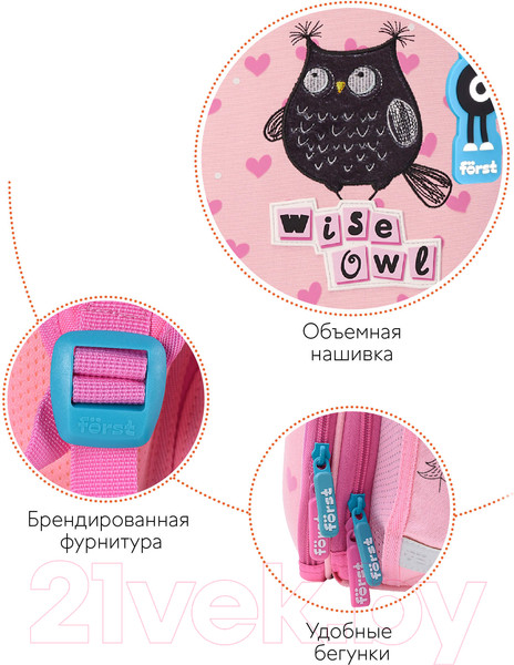 Изображение товара Школьный рюкзак Forst F-Top. Black owl / FT-RY-010603