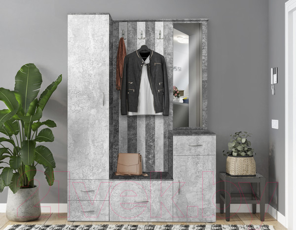 Изображение товара Шкаф-пенал Артём-Мебель ДСП СН-100.01 (бетон спаркс лайт/бетон спаркс)