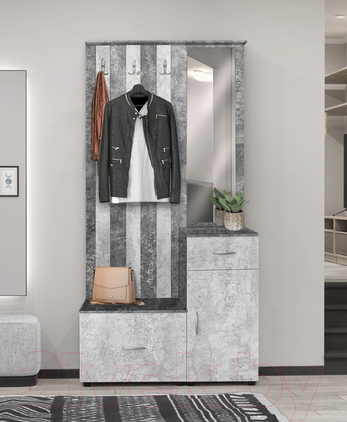 Изображение товара Секция в прихожую Артём-Мебель ДСП СН-100.00 (бетон спаркс лайт/бетон спаркс)