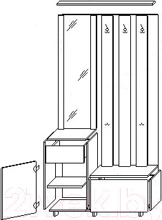 Изображение товара Секция в прихожую Артём-Мебель ДСП СН-100.00 (бетон спаркс лайт/бетон спаркс)