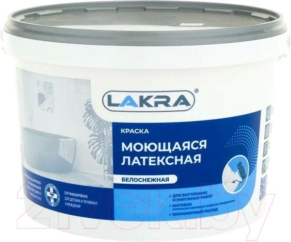 Изображение товара Краска Лакра Латексная моющаяся (14кг, белоснежный)