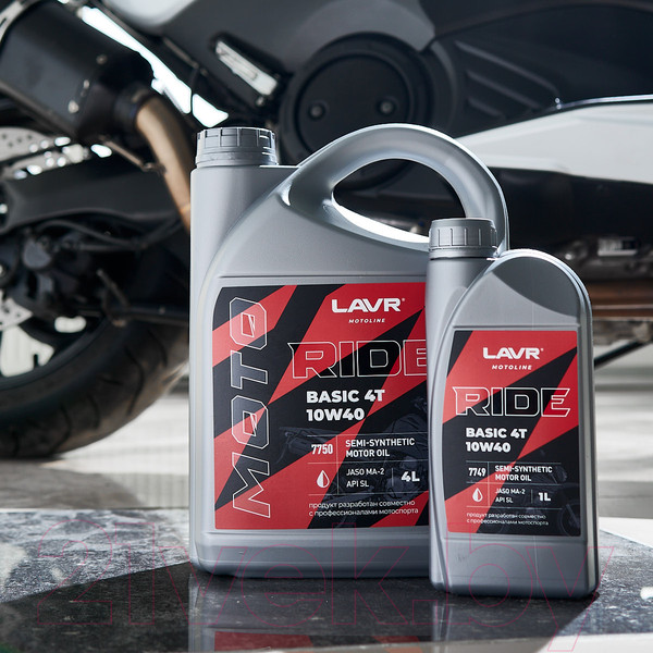 Изображение товара Моторное масло Lavr Moto Ride Basic 4Т 10W40 SL / Ln7749 (1л)