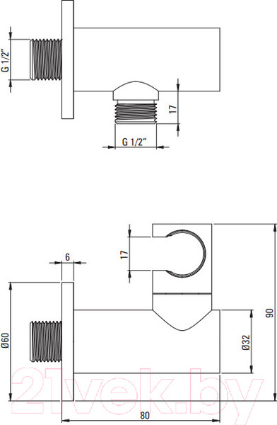 Изображение товара Подключение для душевого шланга Deante Cascada NAC N57K