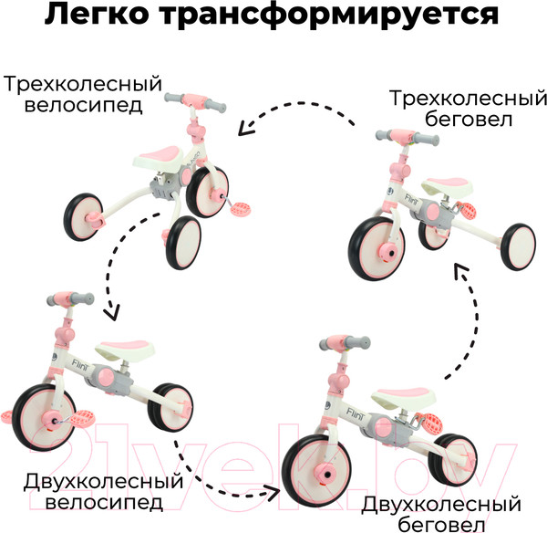 Изображение товара Беговел Bubago Flint / BG-F-109-4 (белый/розовый)