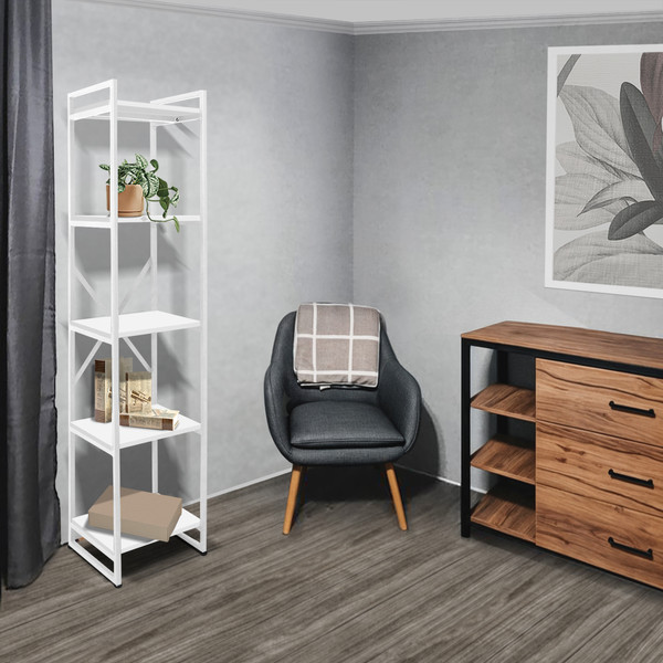 Изображение товара Стеллаж Millwood Лофт СН-2 (L) 400x350x1820 (белый/металл белый)